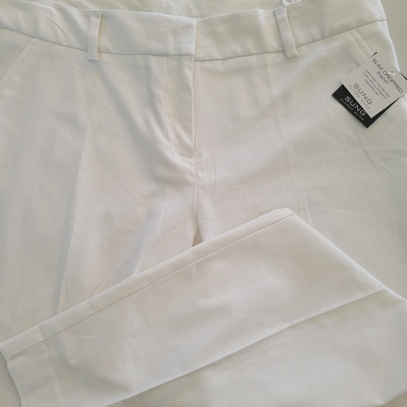 Alfred Sung mid-rise slim cropped pants, Sz8, white - Picture 5 of 9